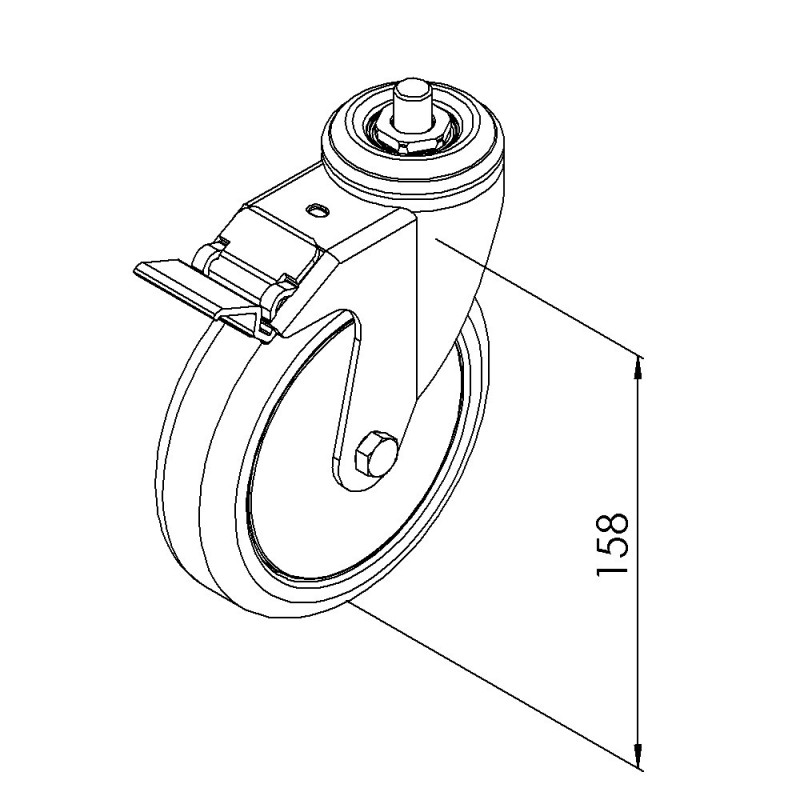 Kit roulette pivotante profilé aluminium – D125 – A blocage – En bout - 10 40