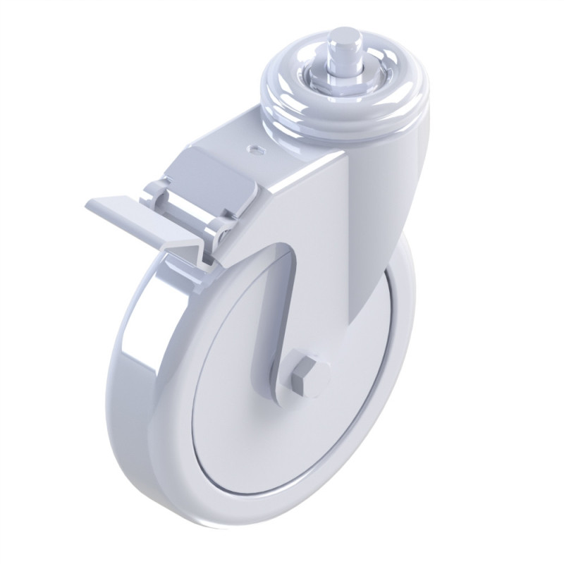Kit roulette pivotante profilé aluminium – D125 – A blocage – En bout - 10 45