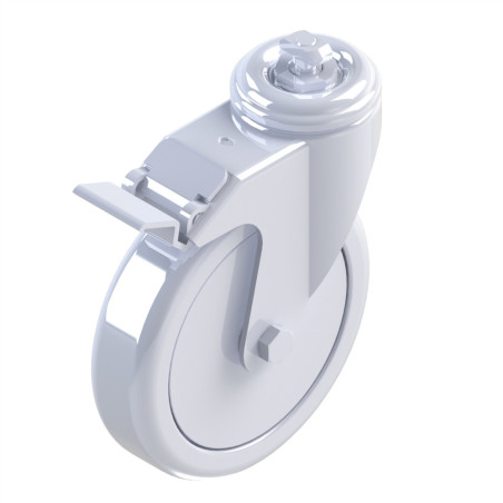 Kit roulette pivotante profilé aluminium – D125 – A blocage – En rainure - 10 40