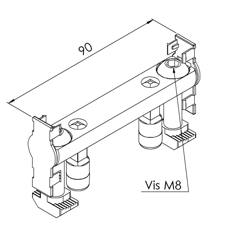 Jonction à boulons profilé aluminium - 10 90
