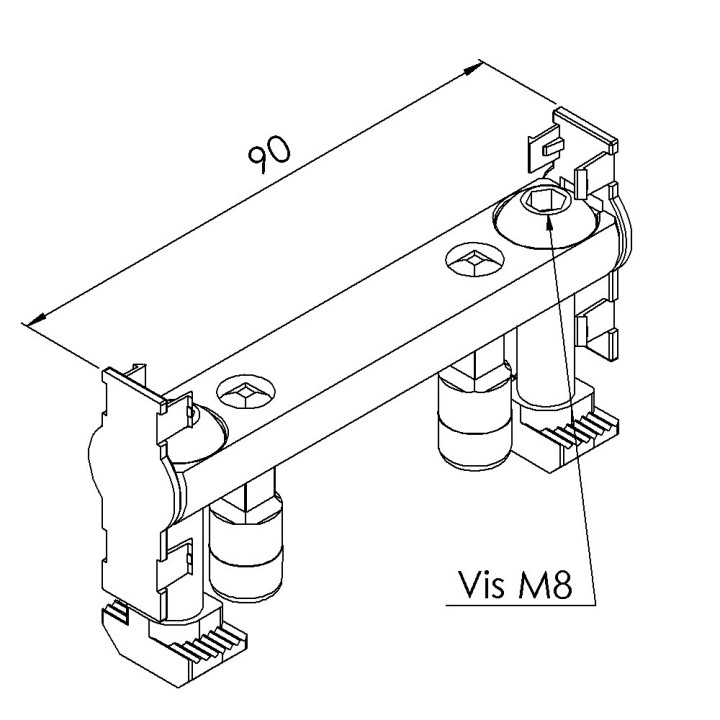 Jonction à boulons profilé aluminium - 10 90