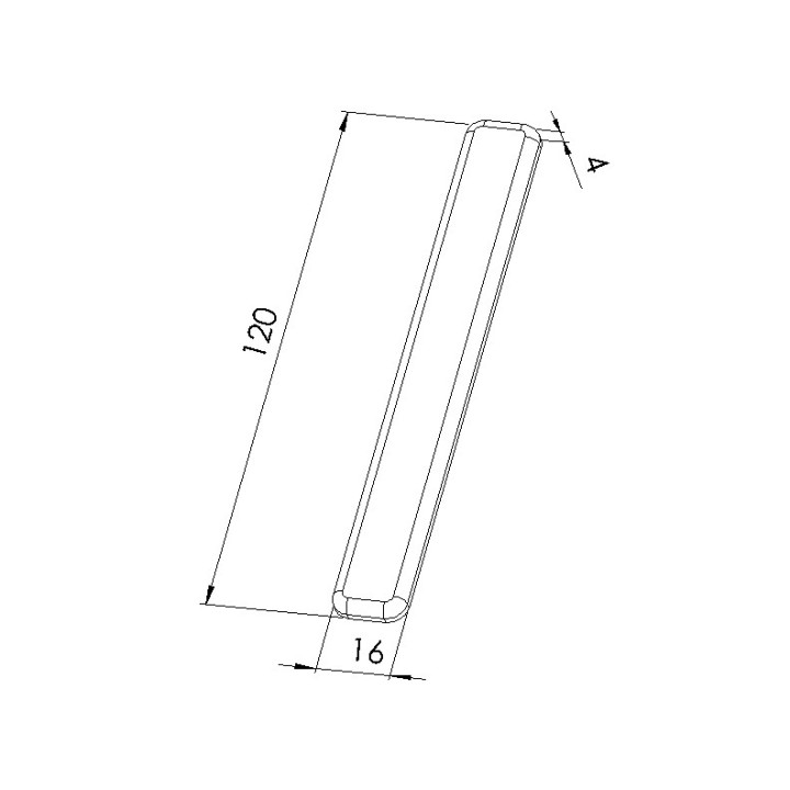 Schéma cotes - Embout profilé aluminium - Rainure 8 mm – Section 120x16 mm - Gris - Elcom shop