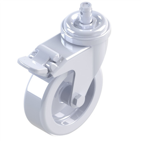 Kit roulette pivotante profilé aluminium – D75 – A blocage – En bout - 10 40