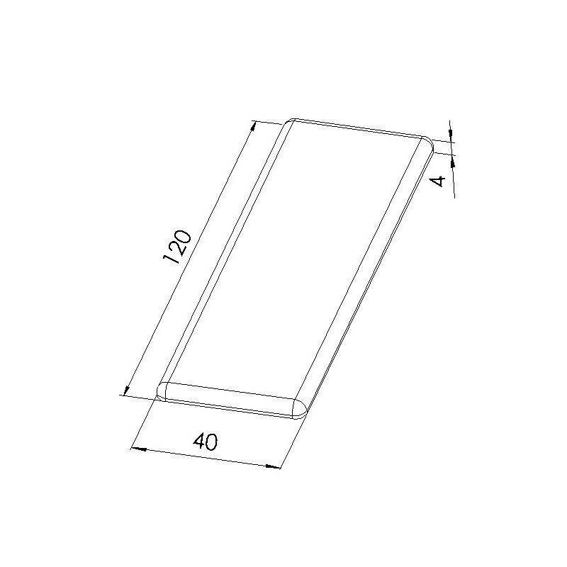 Schéma cotes - Embout profilé aluminium - Rainure 8 mm – Section 120x40 mm - Noir - Elcom shop