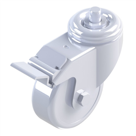 Kit roulette pivotante profilé aluminium - D80 – A blocage – En bout - 10 40