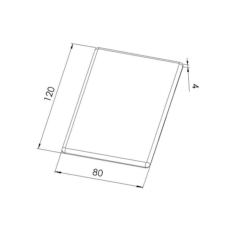 Schéma cotes - Embout profilé aluminium - Rainure 8 mm – Section 120x80 mm - Noir - Elcom shop
