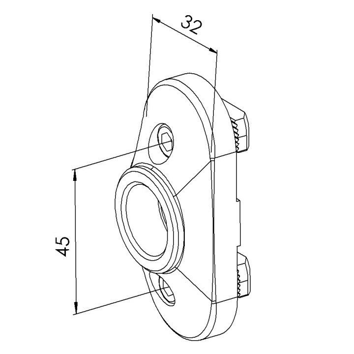 Raccord pneumatique profilé aluminium – 10 mm – 90x45 mm - 1/2"