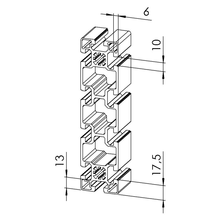Profilé aluminium (Barre de 6 m) – Rainure 10 mm – 180x45 mm - Léger