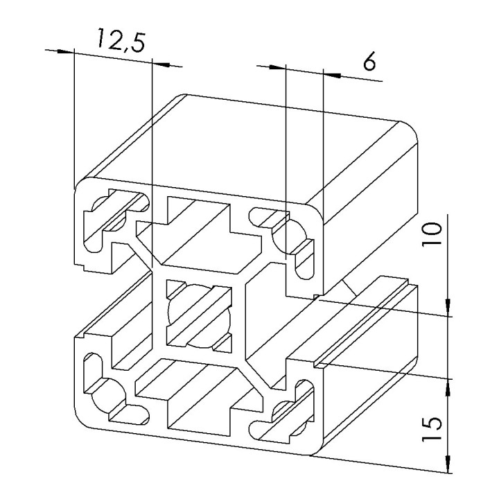 Profilé aluminium (Barre de 6 m) – Rainure 10 mm – 40x40 mm - 2N180 – Léger
