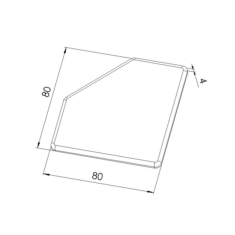 Schéma cotes - Embout profilé aluminium - Rainure 8 mm – Section 80x80-45° - Noir - Elcom shop