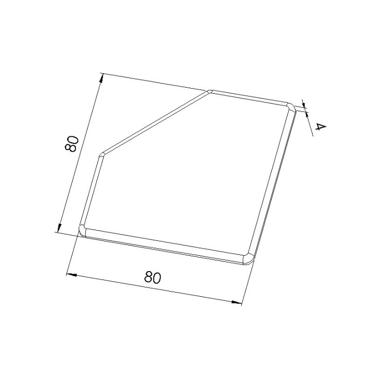 Schéma cotes - Embout profilé aluminium - Rainure 8 mm – Section 80x80-45° - Noir - Elcom shop