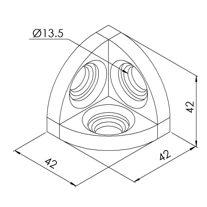 Raccord d’angle profilé aluminium (Boîte de 50 unités) – 10 mm – 45 mm - Brut