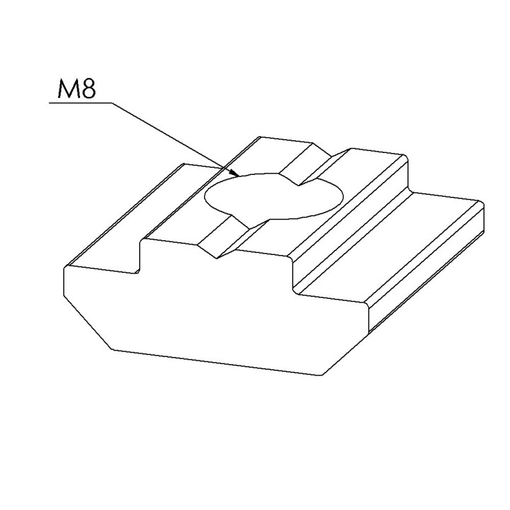 Ecrou coulisseau profilé rainuré 8 (Boîte de 100 unités) – Taraudage M8 - Rainure 8 mm - Lourd
