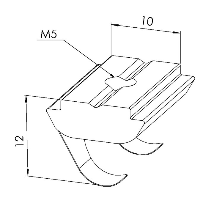 Ecrou rainuré profilé (Boîte de 100 unités) – Taraudage M5 – Rainure 10 mm - Languette