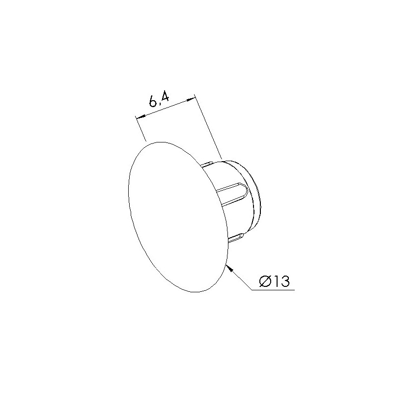 Schéma cotes - Bouchon profilé aluminium – D7.2x10x8 mm - Elcom shop