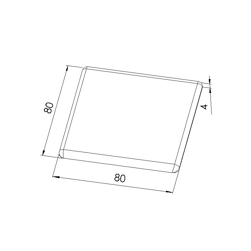 Schéma cotes - Embout profilé aluminium - Rainure 8 mm – Section 80x80 mm - Gris - Elcom shop