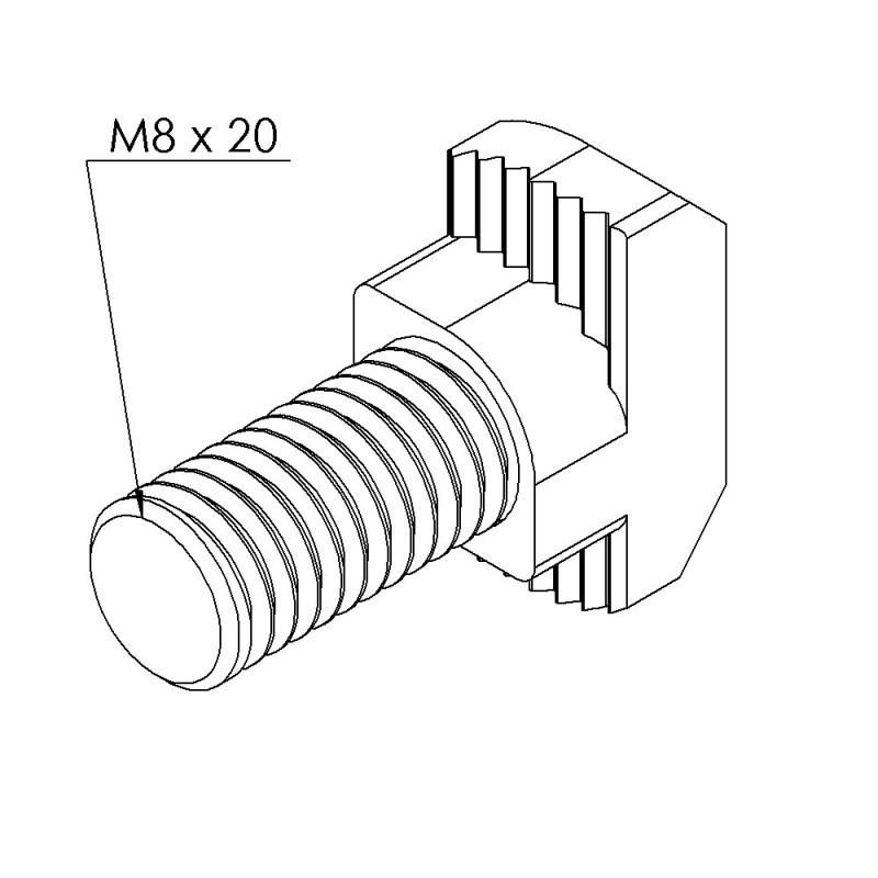 Vis tête marteau profilé aluminium (Boîte de 100 unités) – Filetage M8x20 - Ht 4.5 mm - 10 45