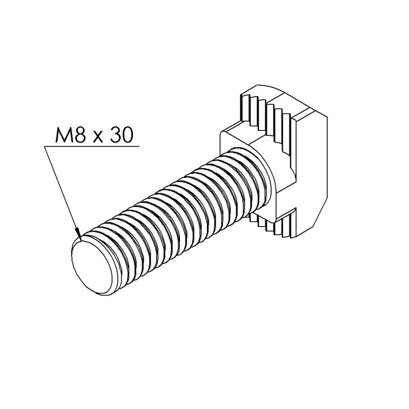 Vis tête marteau profilé aluminium (Boîte de 100 unités) – Filetage M8x30 - 10 45