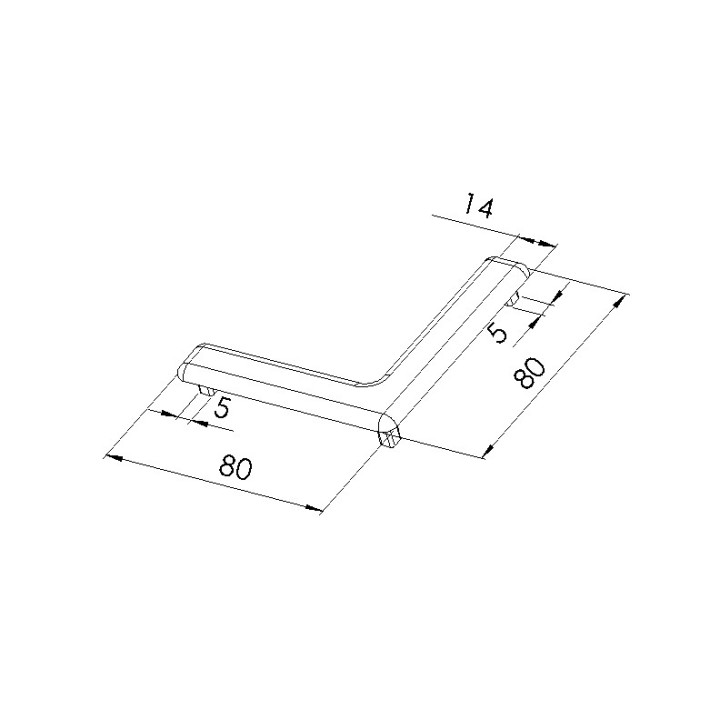 Schéma cotes - Embout profilé aluminium - Rainure 8 mm – Section W80x80 - E - Elcom shop