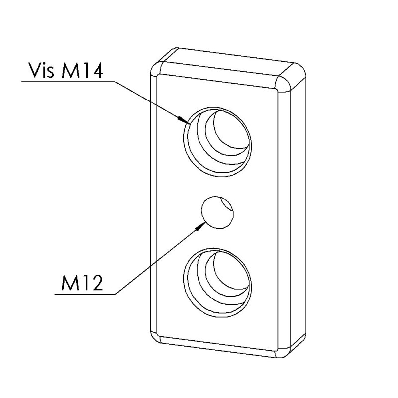 Plaque de base profilé aluminium (Boîte de 10 unités) - 10 mm – Section 90x45 mm - M12