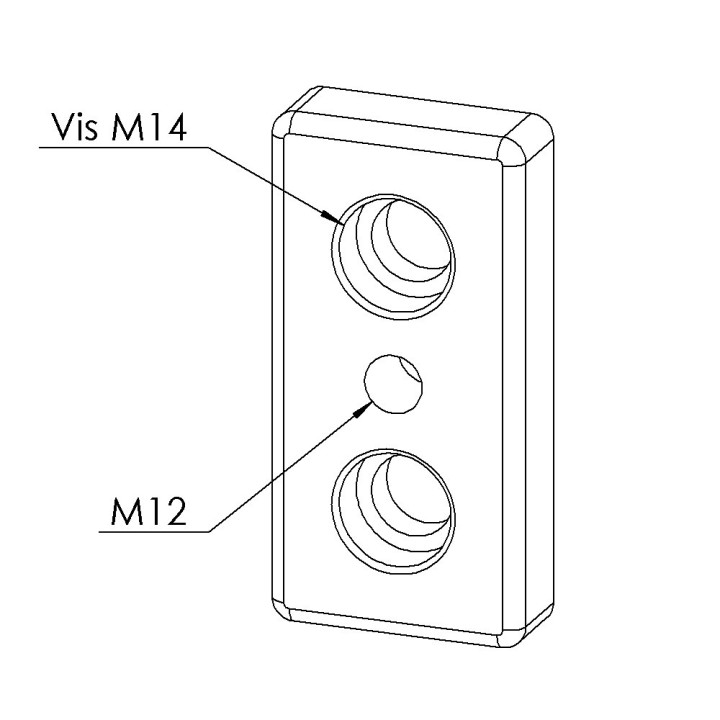 Plaque de base profilé aluminium (Boîte de 10 unités) - 10 mm – Section 90x45 mm - M12