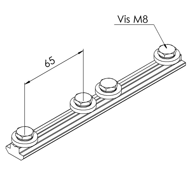 Barrette de liaison profilé aluminium (Boîte de 10 unités) – Rainure 10 mm – 180 mm