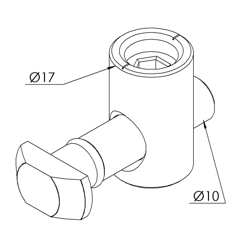 Fixation centrale standard profilé aluminium (Boîte de 10 unités) – Rainure 10 mm - 10 45 - 90°