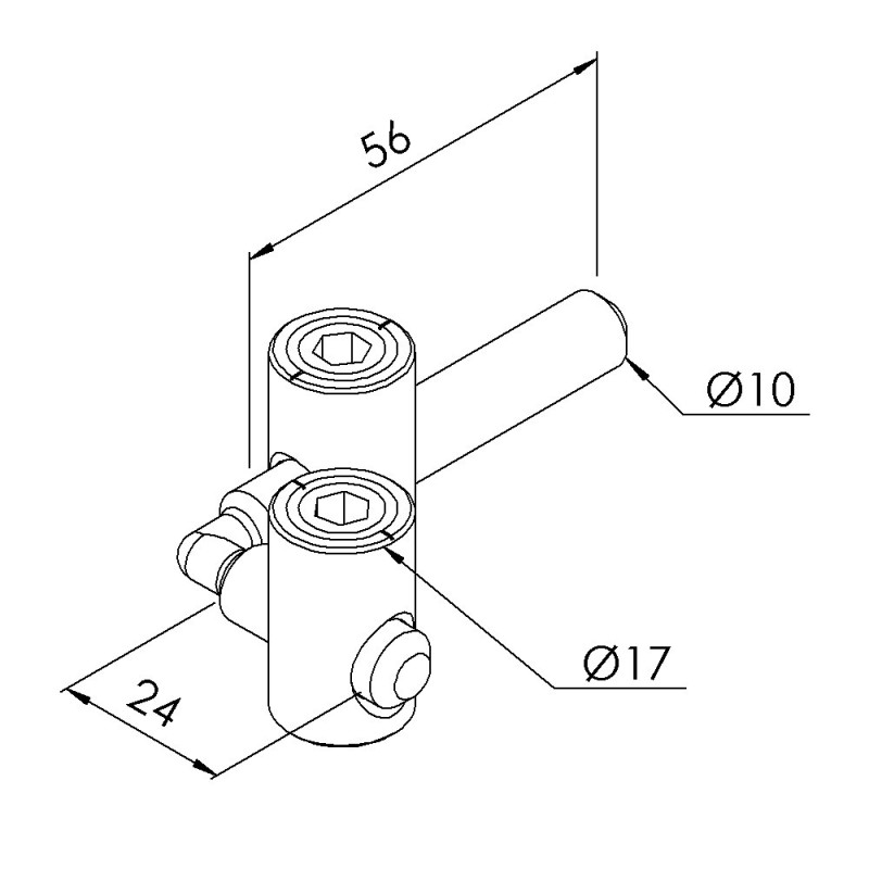 Fixation centrale angulaire profilé (Boîte de 10 unités) – Rainure 10 mm - 10 45 - Pliable - Bout à bout