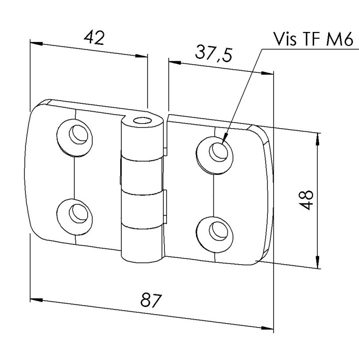 Charnière profilé aluminium (Boîte de 10 unités) - 45x45 mm - Al