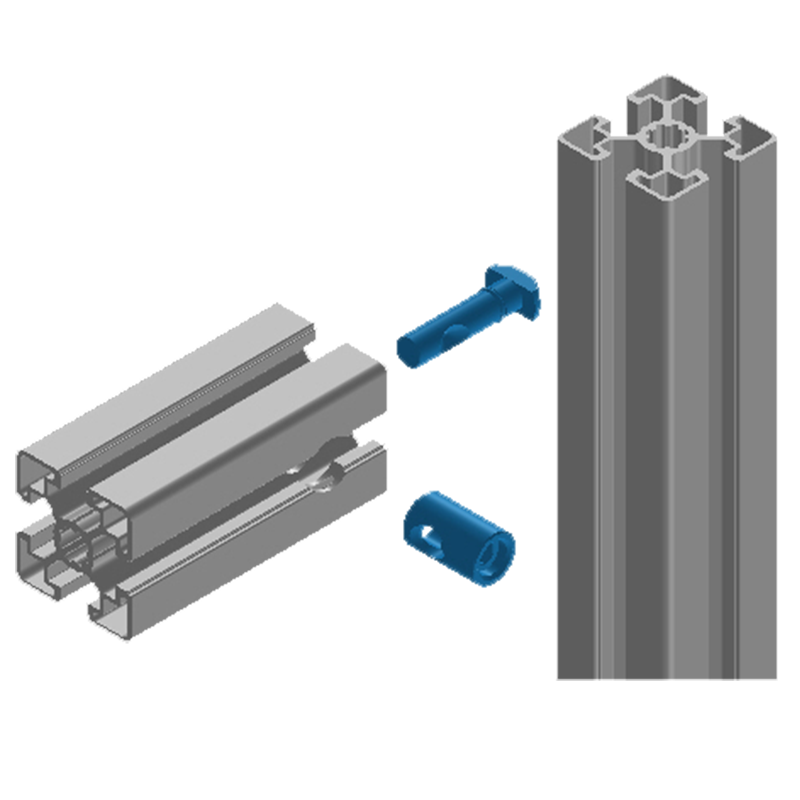 Fixation centrale pour assemblage de profilés alu