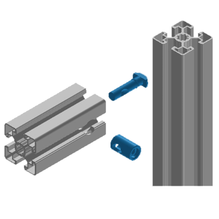 Fixation centrale pour assemblage de profilés alu