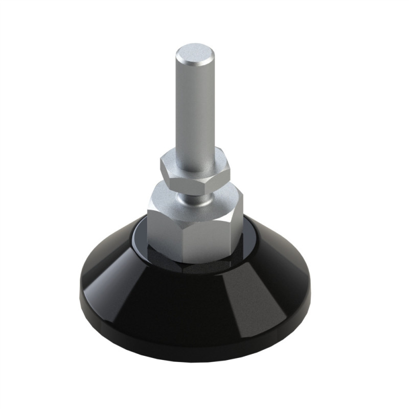 Pied profilé aluminium – D60 – M10x75 - Noir