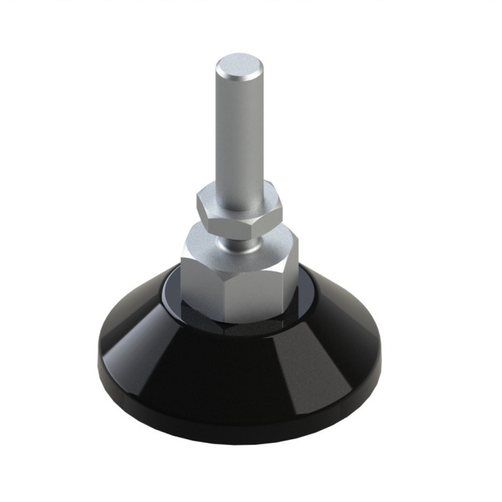 Pied profilé aluminium – D60 – M10x75 - Noir
