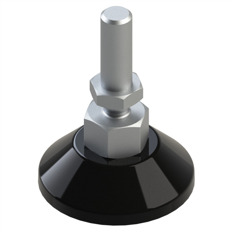 Pied profilé aluminium – D60 – M12x75 - Noir