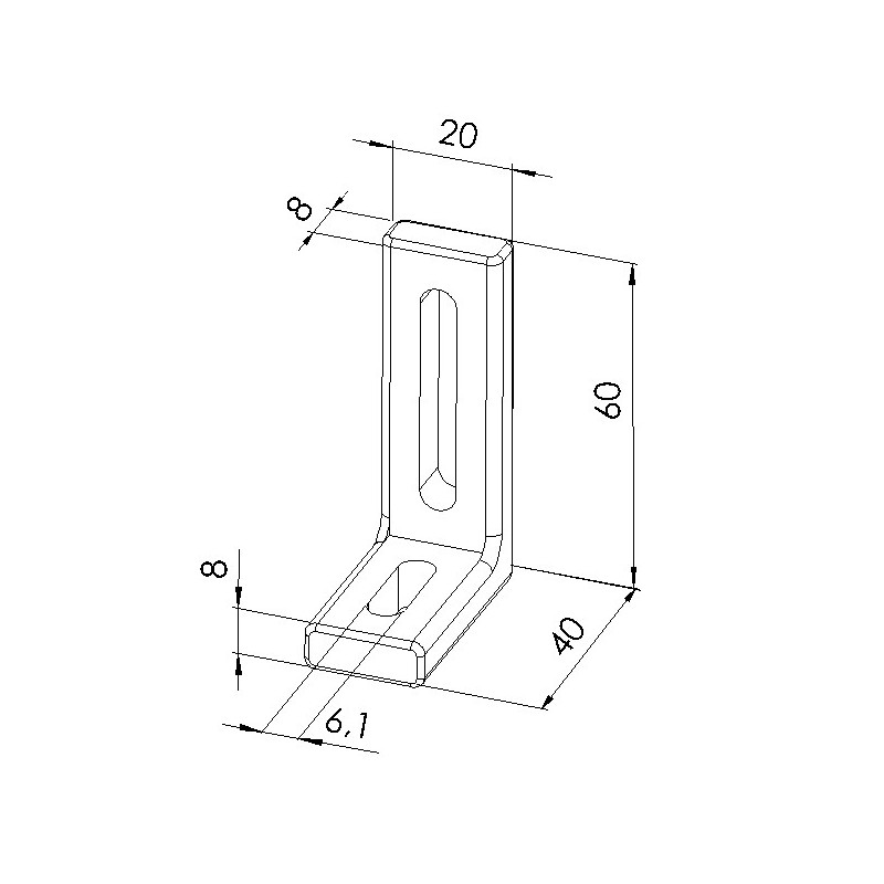 Equerre légère profilé aluminium – 60x40x20 – Noir - Zn - elcom shop