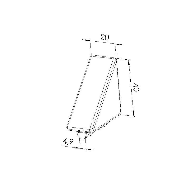 Schéma cotes - Kit équerre profilé aluminium – Rainure 5 mm – Section 40x40x20 mm - Elcom shop