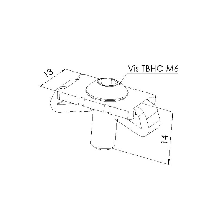 Schéma cotes - Fixation standard profilé aluminium – Rainure 6 mm - Elcom shop
